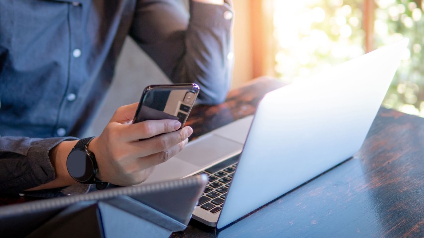 Man using laptop computer