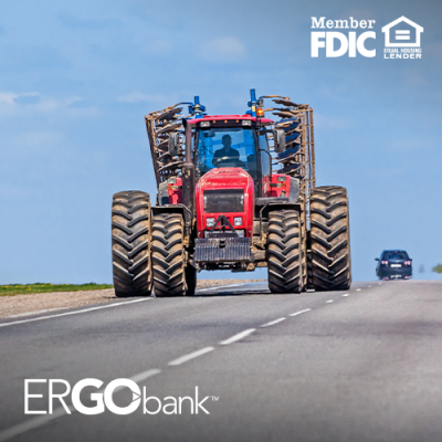 Tractor driving on the main road